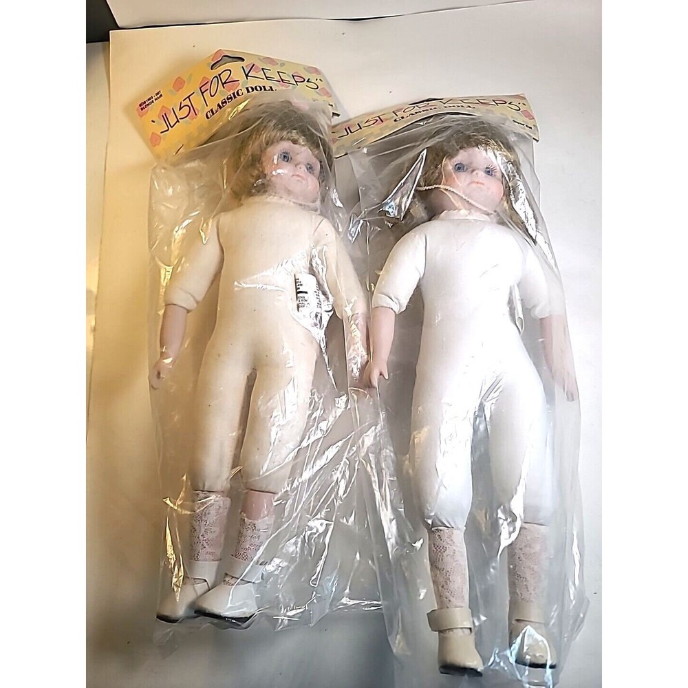 NOS LOT OF 2  Just For Keeps Classic Doll Blonde Hair White Ivory Lace Socks 14"
